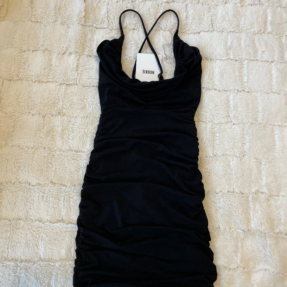 NOOKIE / REVOLVE FLIRT MINI HALTER Elegant Black Dress 👗 in XSmall